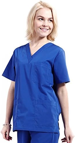 Scrub Set, Triplespark Women Medical Tunic and Trousers Professional Quality Uniforms AntiMicrobial,S-2XL,Royal Blue
