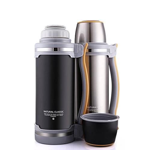 Oneisall GYBL074 2 l Edelstahl-Thermosflasche, Isolierflasche – doppelwandiger Edelstahl (BPA-frei), mit Trinkbecher, zum Wandern/Camping/Sport und mehr, edelstahl, blau - 9