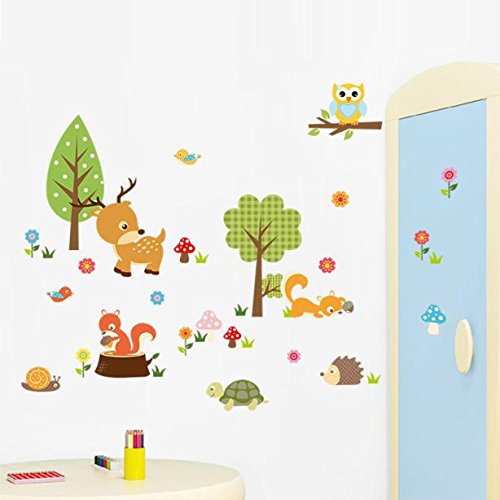 Ouneed® Wandaufkleber Wandtattoo Wandsticker , Waldtiere Eulen Kinderzimmer Schlafzimmer Hintergrund Wandaufkleber - 3