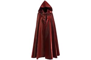 Lang Horn Satin Hooded Cape for Adults, Unisex Cloak with Hood for Halloween Christmas Fancy Dress Costume (150 / 60”, Burgundy)
