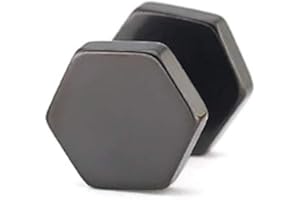 BlackAmazement 316L Edelstahl Fake Plug Ohrstecker Hexagon 6-Kant Profil Schrauber Sechseck Silber Gold Rosegold Blau Schwarz 6mm 8mm Herren Damen