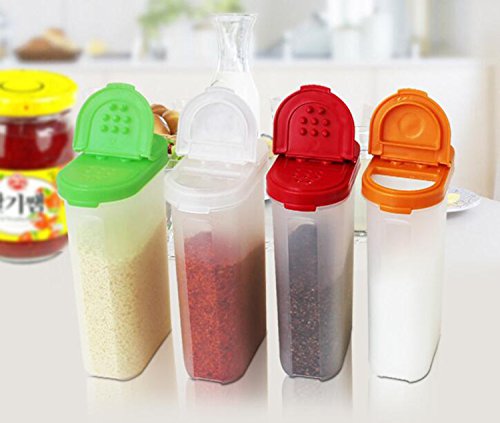 Plastik Kleine Gewürzdosen 3 Set, Streudosen Vorratsdosen mit Deckel und Verschlussklappe,BPA- und schadstofffrei – transparent (Green) - 5