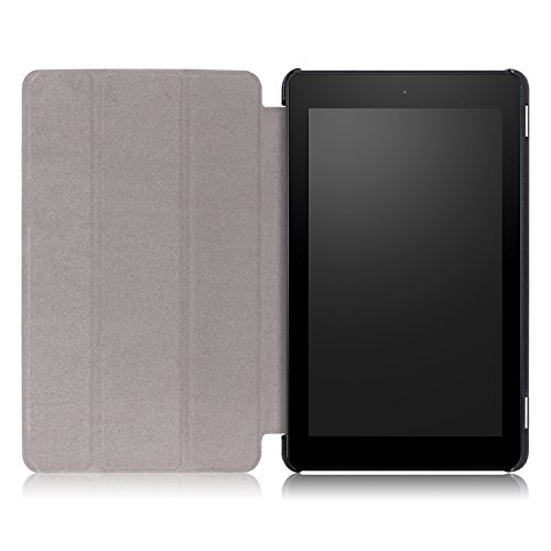 WindTeco Hülle für All-New Amazon Fire 7 Tablet (7 Zoll – 7. Generation, 2017 Modell) – Ultra Dünn und Leicht PU Leder Schutzhülle mit Standfunktion und Auto Aufwachen / Schlaf Funktion für Neue Fire 7 2017, Hellblau - 8