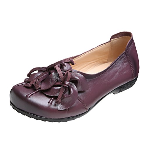 Vogstyle Damen Frühjahr/Sommer Neu Vintage Handgefertigte Große Blume Leder Flache Schuhe Art 2 Lila EU38.5-39/CH40 Vogstyle Damen Frühjahr/Sommer Neu Vintage Handgefertigte Große Blume Leder Flache Schuhe Art 2 Lila EU38.5-39/CH40