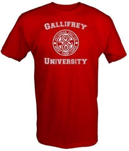 UNIVERSITY OF GALLIFREY T SHIRT DR WHO T SHIRT (Available in Blue , Black and Red sizes small to XXL) (Large, Red)