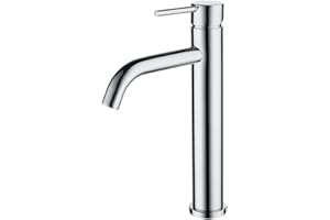 Decaura Rubinetto Bagno Lavabo Alto, Miscelatore Lavabo Bagno Monocomando Fredda e Calda Regolabile, Cromo Lucido