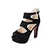 Produktbild TRFLH& Sexy peep Toe Black high Heels Platform Women Pumps Hollow Out Gladiator Sandals Women Plus Size 33-50 Summer Zip Shoes Black Flock 3