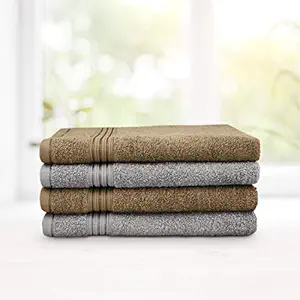 Swiss Republic Signature 4 Piece 630 GSM Cotton Hand Towel - Dark Brown and Grey