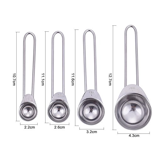 4 PCS Messlöffel Edelstahl 1.25-15 ml für Kaffee Milchpulveroder Getreide LianLe - 7