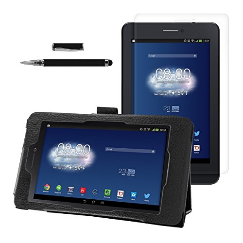3in1 Set: kwmobile Hülle für Asus Fonepad 7 ME175CG - Tabletcover Slim Case Tablet Schutzhülle - Smart Cover Tabletcase Schwarz + Folie, kristallklar + Stylus, Schwarz