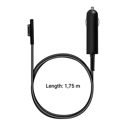 kwmobile KFZ Ladegerät für Microsoft Surface Pro 3 / Pro 4 / Pro – PKW Auto Zigarettenanzünder Ladekabel mit 5 Pin in Schwarz 12V / 2.58A - 3