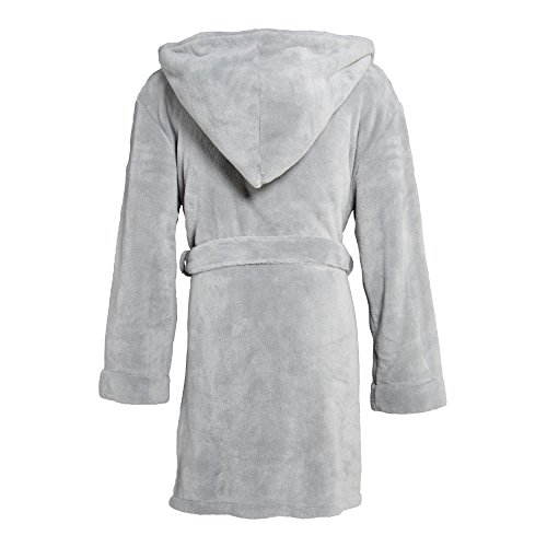 Trendiger Kapuzen-Bademantel für Damen | Größe XS – XXXL in modernen Farben | Mikrofaser, Coralfleece, Gewicht ca. 260g/m² | Sauna-Mantel CelinaTex 5000360 Miami | M grau cremeweiß - 3