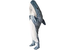IDAHSOR Shark Blanket Hoodie Adult,Wearable Flannel Shark Tail Hoodie Onesie with Hood - Super Soft Fleece Sleeping Bag,Onesie Adult Cosplay Shark Costume, Shark Gifts, Shark Lovers