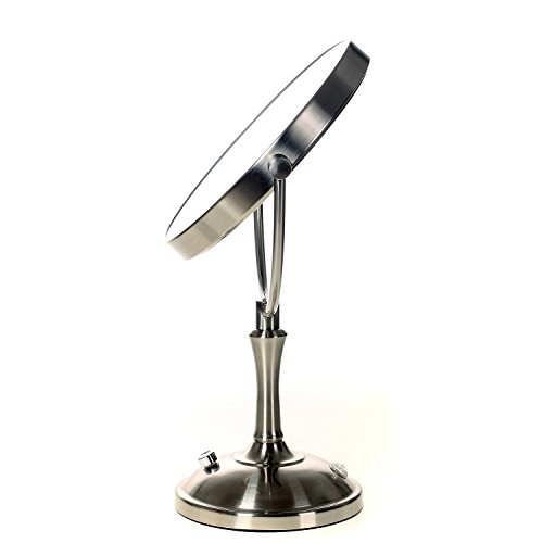 HIMRY® Slim LED Stand 8 Zoll KosmetikSpiegel mit Touch-Funktion, 10x Vergrößerung , Batteriebetrieben oder mit EU-Stecker, beleuchtedte Standspiegel Kosmetikspiegel Tischspiegel, Make-Up, Rasieren, Badezimmer Spiegel, Spiegel 360 ° drehbar, doppelseitigen Standard und 10 Fach Vergrößerung, KXD3140-10x - 9