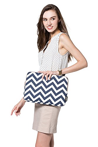 MOSISO Chevron Segeltuchstoff Hülle Sleeve Tasche für 15-15,6 Zoll MacBooks, Laptops mit Bonus-Tasche Farbe: Blau - 6