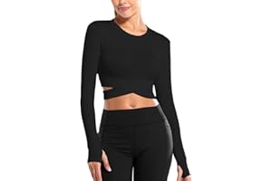 ORANDESIGNE T-Shirt Femme Sport Top Courts Activewear à Manches Longues Pilate Yoga Entraînement Fiteness Running Crop Tops