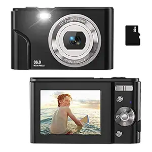 Sevenat Digital Camera for Kids Boys and Girls - 36MP Children's Camera with 32GB SD Card, Full HD 1080P Rechargeable Electronic Mini Camera for Students, Teens, Kids (Black1)