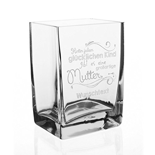 Privatglas Kastenvase zum Muttertag und Ihrem Wunschtext unter dem Spruch