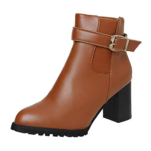 Preisvergleich Produktbild WWricotta Damen Stiefeletten Chelsea Boots mit Blockabsatz Profilsohle Kurzschaft Stiefel Freizeitschuhe High Heels Martin Stiefel Ankle Boots