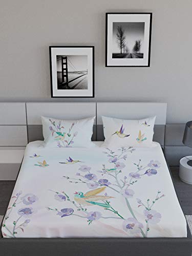 EverHOME Printed Cotton Super King Size 400 TC Double BEDSHEET with 2 Pillow COVER-274X274 cm