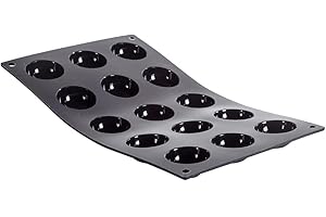 De Buyer - Plaque de 15 mini demi-sphères MOUL'FLEX en silicone - 17,5 x 30 cm, diamètre 4 cm -