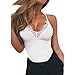 Produktbild JiaMeng Muttertag Sommer Damenmode ärmellose V-Ausschnitt Spitze Weste T-Shirt Bluse Solid Top Shirt Casual Top T-Shirt Bluse (M, Weiß)