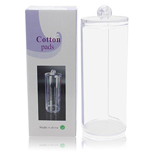 HuntGold Clear Facial Beauty Makeup Cotton Pads Round Dispenser Container Holder Cosmetic Organizer