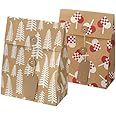 ledieu Paper Vinter 2021 Gift Bag Heart Pattern/Tree Pattern Brown 20X26 Cm/2.5 L (Pack Of 2 Pc) Gift Bag