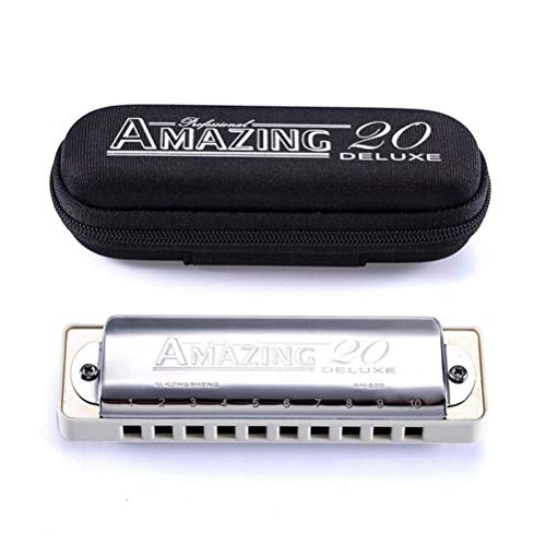 Preisvergleich Produktbild YAMEIJIA Mundharmonika Kinder Erwachsene Anfänger Professionelle Mundharmonika Erwachsene zehn Loch Musikinstrument103*30 * 20mm,White