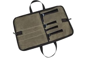 Graootoly Knife Bag(4 Slots), Chef Knife Case Waxed Canvas Roll Storage Knife Carrying Pouch for Men&Women Green