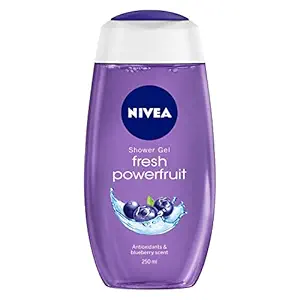 NIVEA Body Wash, Fresh Powerfruit Shower Gel, with Antioxidants & Blueberry Scent, 250 ml