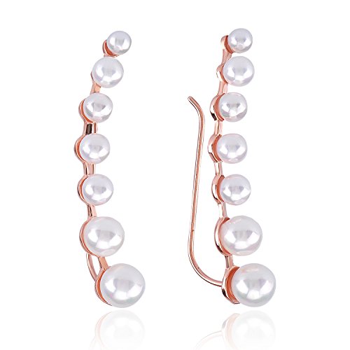 Ingenious Jewellery Ohrklemme Sterling-Silber 925rose vergoldet Ohr Manschetten mit Mallorca Perlen