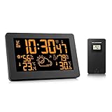Funciones de la estación meteorológica: pronóstico del tiempo en color;termómetro e higrómetro para interiores / exteriores;visualización de temperatura y humedad máxima / mínima; alarma diaria y función de repetición;Cargador USB Toma de salida.