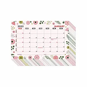 ESCAPER 2 in 1 Floral Theme Monthly Planner Sheets 2022 with Calendar Dates (A3 Size - 11.5 L x 17.5 W inch - Pack of 12 Sheets)| Monthly Organizer | Planner Sheets for Wall | Study Planner Sheets