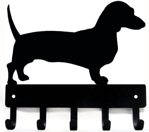 Dachshund Key Rack/Dog Leash Hanger - Artisan Metal Shop Gifts - Small 6 inch Wide