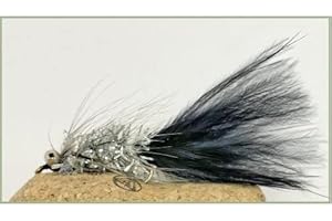 TROUTFLIES UK LURES Humongous Trout Flies, 6 Pack, Black & Silver Size 10, Lures for Fly Fishing