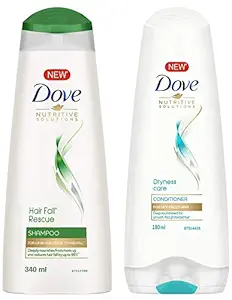 Dove Hair Fall Rescue Shampoo, 340ml And Dove Dryness Care Conditioner, 180ml