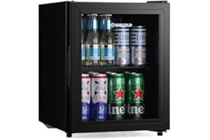 Subcold Cave35 Mini Refrigerator 35L with Glass Door and LED Light | Compact Refrigerator for Bedrooms, Gaming Rooms, Man Caves, Offices & Home Bars – Energy Efficient
