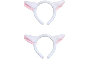 HIXNUG 2Pcs Lamb Ears Headband White and Pink Animal Headband Cartoon Animal Costume Accessories for Adults Kids