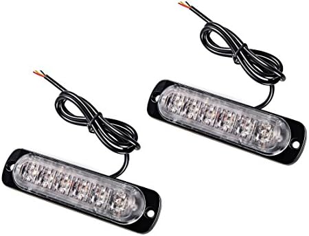 Penfly 2pcs 8w 6LEDs Super Slim Car Strobe Warning Flash Light Emergency Security Lamp Beacon Hazard Mark Side Exterior Signal Vehicle Truck Bus Boat SUV Amber/Yellow Light Color DC 12-24v