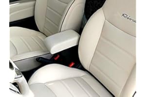 DRIVE DESIGN Bracciolo portaoggetti compatibile per 500 REGOLABILE in lunghezza in eco pelle AVORIO. Per 500 dal 2007 in avanti