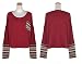 Minetome Women Plaid Checked Long Sleeve Round Neck Loose Shirt Blouse Tops ( Red )