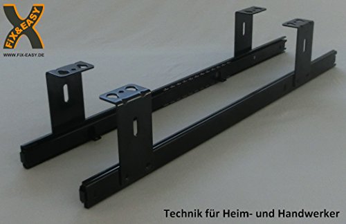 FIX&EASY KUGELAUSZUG FÜR TASTATUR ODER FLACHBETTSCANNER SCHIENEN SCHWARZ 500 MM TASTATURAUSZUG FÜR TASTATURSCHUBLADE UND TASTATURABLAGE
