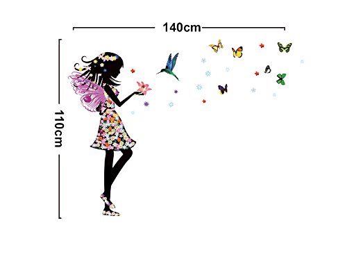 Engel Fee Schmetterlinge Bird Vinyl Wand Aufkleber Home Aufkleber Papier abnehmbarer Living Eßzimmer Schlafzimmer Kitchen Art Bild Wandmalereien DIY Stick Mädchen Jungen Baby Kinderzimmer Spielzimmer Dekoration - 4
