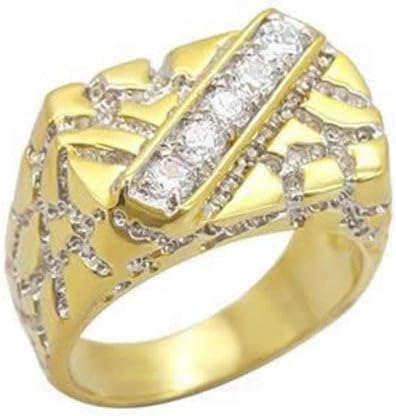 BestOfBijoux - Kurtis - Ring MAN - Signet - Gold Plated - Cubic Zirconia - 57
