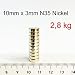 Produktbild 10 Neodym Magnet 10mm x 3mm N35 Nickel