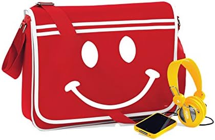 Smiley Face-Unisex Funny Sayings Novelty Retro Messenger Bag-Cherry Red