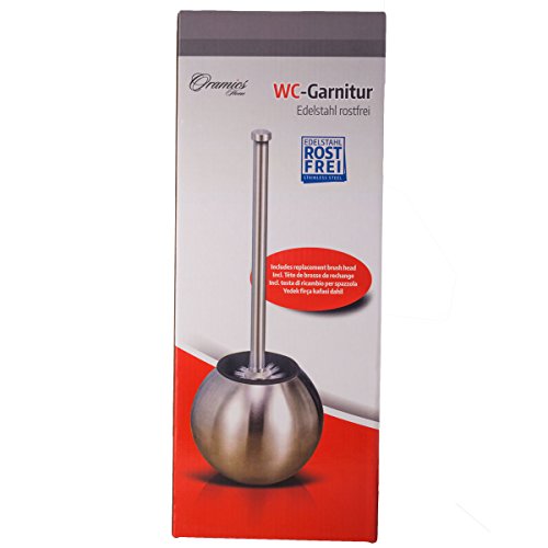 Chrome Retro Edelstahl Toilettenbürste und Bürstenhalter WC Klobürste 36cm inkl. Ersatzbürstenkopf - 2