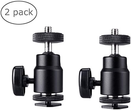 ShipeeKin 2pcs 1/4"-20 Thread Ball Head Hot Shoe Mount Adapter for DSLR SLR Cameras, Camcorders, Smartphone, LED Video Light, Video Monitor and Ring Flash Light