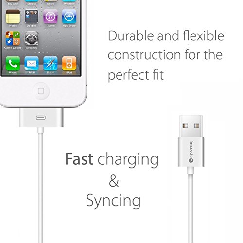 iPhone 4s Cable, ZiBay 30-Pin USB Sync and Charging Data Cable for iPhone 4/4S, iPhone 3G/3GS, iPad 1/2/3, and iPod (5 Feet/1.5 Meter) (2-Pack) (5-FEET)